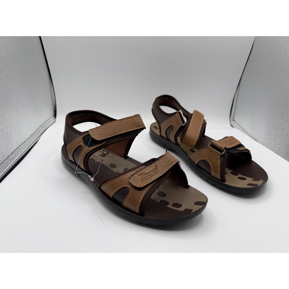 Paragon Tan Floater Sandals Mens 9 Brown Adjustable Strap Sporty Casual 8885 NEW